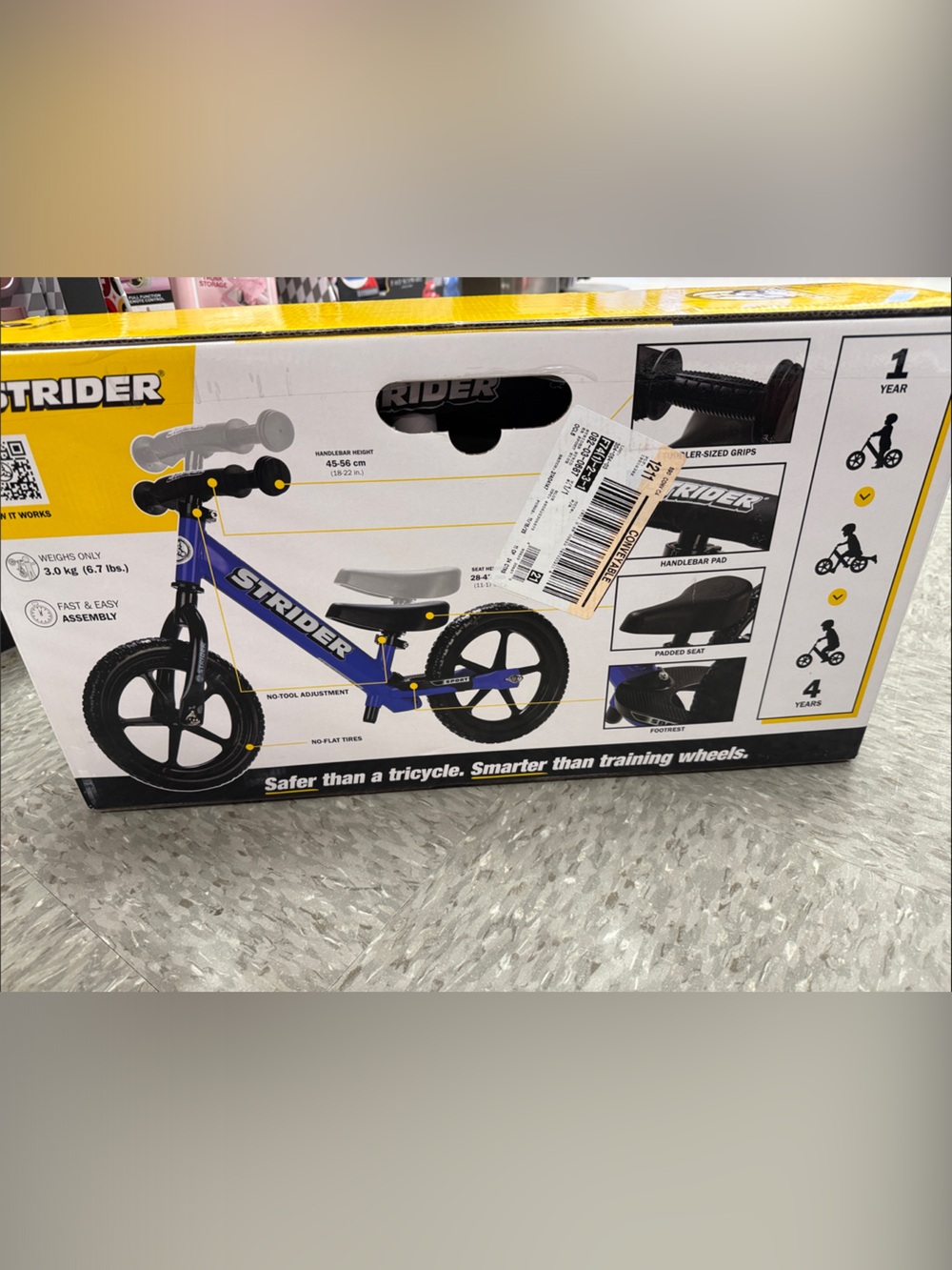 12” NIB Strider Balance Bike Blue - Picture 3 of 3
